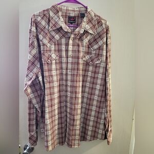 Wrangler Red and White Checkered Button-Down Shirt